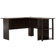 L-Shaped Wooden Right-angle Home Office Computer Desk Two-layer Bookshelves Computer Table