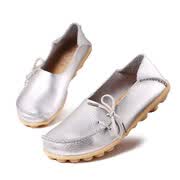 Soft Leisure Flats Zapatos de cuero de las mujeres Mocasines Mocasines de la madre ocasionales de conducción femenina Ballet Calza