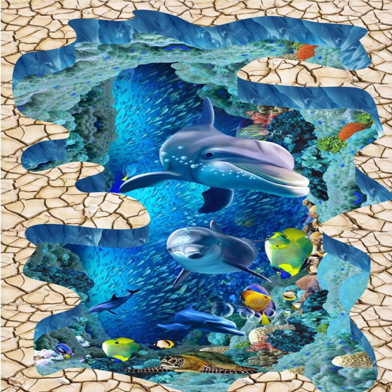 Free Shipping Ground Fissures Sea World Kitchen Bathroom Floor Free Shipping Ground Fissures Sea World Kitchen Bathroom Floor Waterproof Thickened Lobby Study Flooring Mural