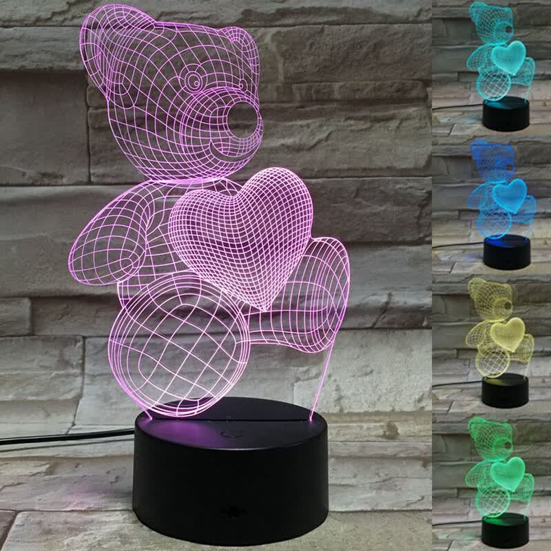 3D Bear Illusion Lampçåçæå°çµæ