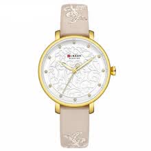 men-watches-CURREN 9046 Reloj de pulsera de cuarzo para mujer Reloj de estilo bordado de flores talladas para mujer Relojes para mujer con cuero sint&eacute;tico Correa de PU Stai on JD