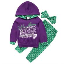 girl-clothing-Boutique Toddler Kids Girls Mermaid Hoodie Tops Pants Outfits Clothes 3Pcs Set on JD