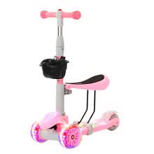 -Scooter infantil 3-en-1 1-3-6-12 a&ntilde;os de edad, el beb&eacute; femenino puede sentarse ni&ntilde;o ni&ntilde;o rueda ancha un pie resbaladizo coche resbaladizo on JD