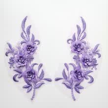 patches-1 Pair Fine Flower Purple Lace Fabric Patches Embroidered Trim applique Decor Dress Decoration on JD