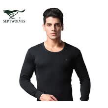 -Ropa interior t&eacute;rmica de siete lobos para hombre secci&oacute;n delgada de algod&oacute;n de la ropa de oto&ntilde;o Qiuku traje para hombre cuello redondo su&eacute;ter de algod&oacute;n de invierno 98101 XL negro on JD