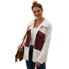 coats-jackets-Chaqueta de oto&ntilde;o e invierno para mujer Chaqueta suelta de felpa de manga larga Chaqueta casual de terciopelo Costura de color Cremallera Solapa Abrigo c&aacute;lido on JD