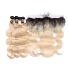 bundles-with-closure-9A 613 Blonde Virgin Hair With Frontal 3 Bundles With Frontals Brazilian Virgin Human Hair Body Wave With Frontals on JD