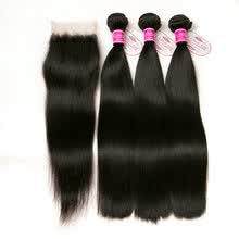 bundles-with-closure-CLAROLAIR pelo 3pcs recta 8a grado Virgen sin procesar pelo humano cierre del cabello humano con parte paquetes de cabello brasile&ntilde;o con Closu on JD