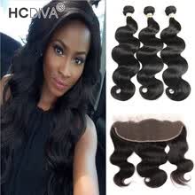 bundles-with-closure-HCDIVA Onda del cuerpo virginal del pelo de Mongolia 13 * 4 pulgadas Frontal del cord&oacute;n con 3 paquetes de pelo humano que teje buena calidad Mongolia cuerpo ondulado on JD