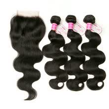 bundles-with-closure-CLAROLAIR pelo peruano Virgen pelo onda del cuerpo con cierre Virgen peruana del pelo 3 paquetes con cierre 7A Virgen del pelo humano paquete on JD