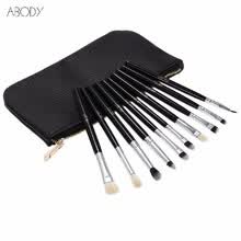 -Abody 10Pcs Profesional Kit de Pinceles de Maquillaje de Ojos Set de Maquillaje Cosm&eacute;tico Mango de Madera Cepillo de Pelo de Cabra Cepillo de Fibra Extrafina + Bolsa Bolsa on JD