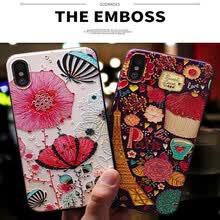 -Para iPhone XS MAX XR X Fundas de tel&eacute;fono cubiertas Silicone Soft TPU 3D Emboss Patterned Fitted on JD