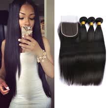bundles-with-closure-7A Indian Straight Virgin Hair With Closure Raw Indian Natural Straight Hair With Closure 3 Bundles With Closure Straight Hair on JD