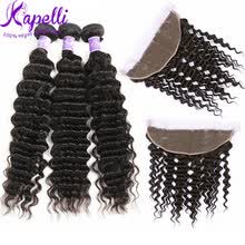 bundles-with-closure-Lace Frontal Closure with Bundles Brazilian Virgin Hair Ear to Ear Deep Wave Brazillian Hair Brazilian Virgin hair with Closure on JD