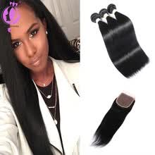 875071956-7A Straight Human Hair Bundles With Closure Brazilian Human Hair With Lace Closure on JD