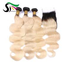 bundles-with-closure-1B 613 Blonde Bundles With Closure 9A Grade Brazilian Virgin Hair Hair With Closure 3 Bundles Weave With Closures on JD