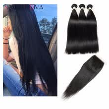 bundles-with-closure-Peruvian Virgin Hair With Closure 8A Straight Human Hair 3 Bundles With Closure Peruvian Straight Virgin Hair With Lace Closures on JD