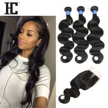 bundles-with-closure-Brazillian Body Wave con cierre 3 Bundles Brazilian Body Wave 8A Grado sin procesar Virgin Brazilian Hair 3Bundles con cierre on JD